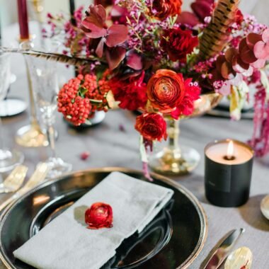 Bouquet Of Red Flowers on Table