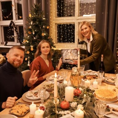 Family Having a Christmas Dinner Together