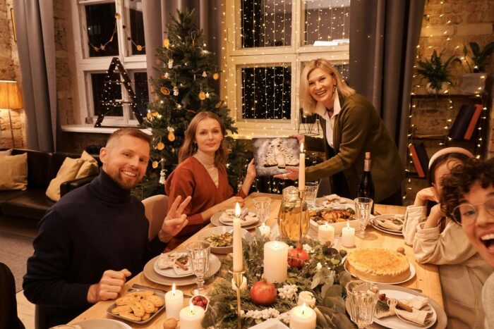 Family Having a Christmas Dinner Together